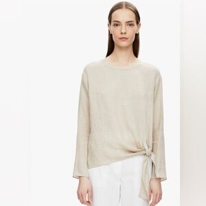 Theory 100% Linen Serah Long Sleeve Blouse with Tie At Side NWT
Size Small